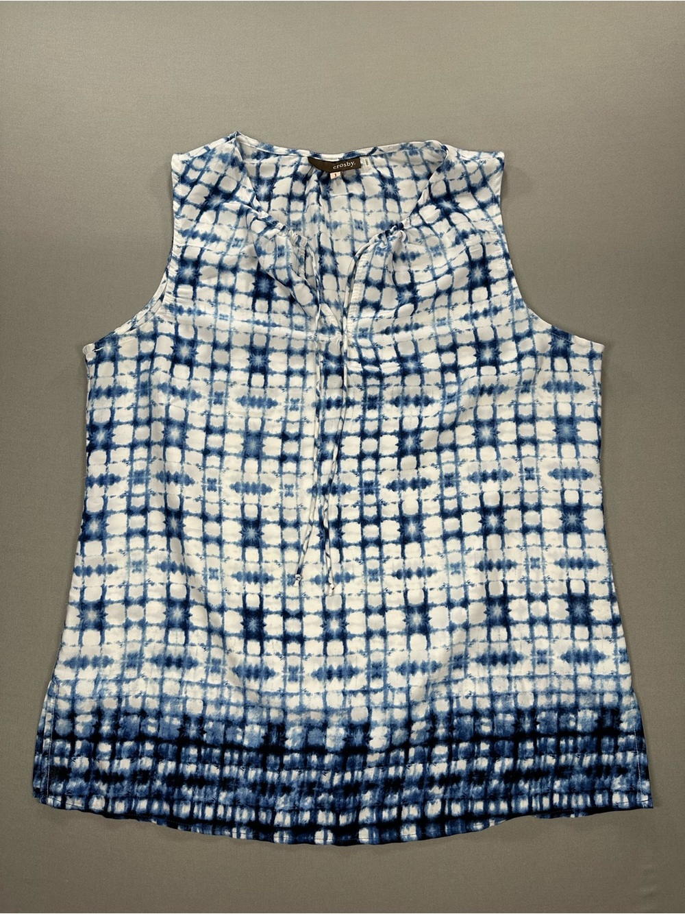 Crosby. Sleeveless Top w/ Neck Ties, V-Neck, Shibori Tie-Dye - Fits Womens Large
